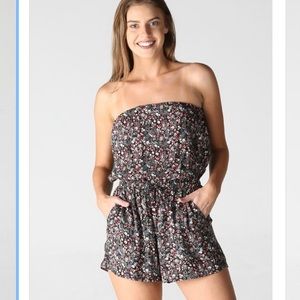 Strapless Floral Romper
